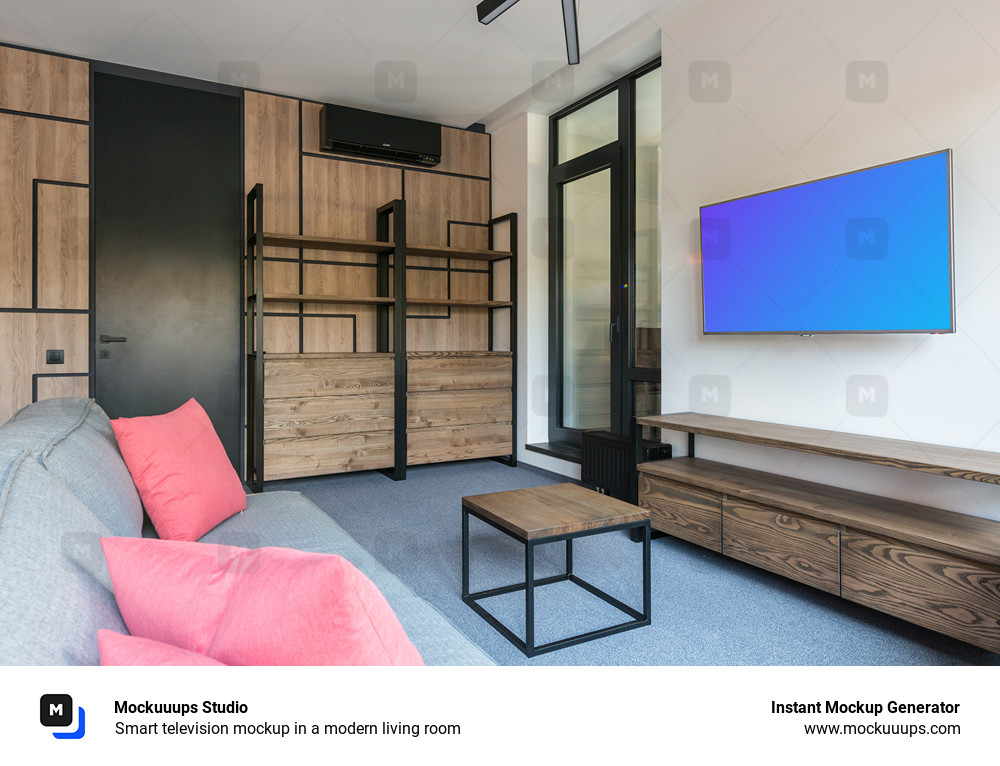 Smart television mockup in a modern living room