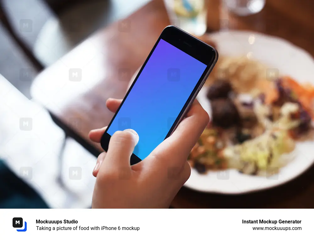 Taking a picture of food with iPhone 6 mockup