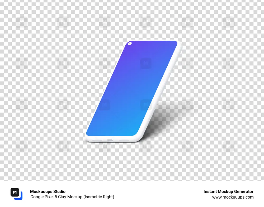 Google Pixel 5 Clay Mockup (Isometric Right)