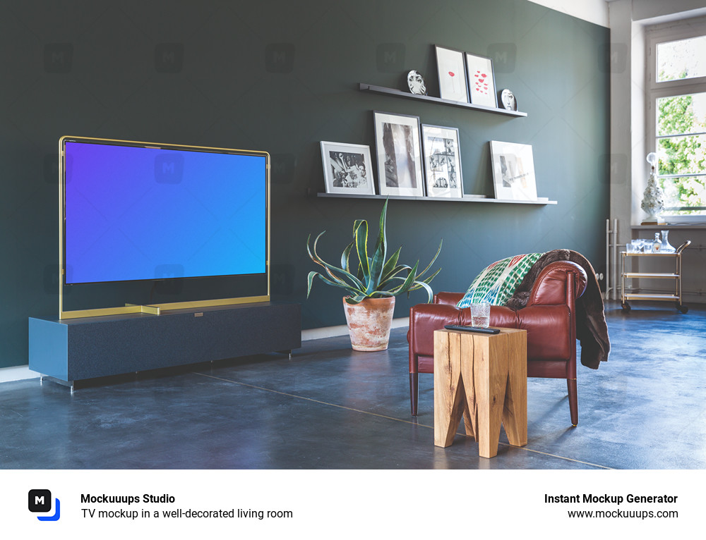 TV mockup in a well-decorated living room