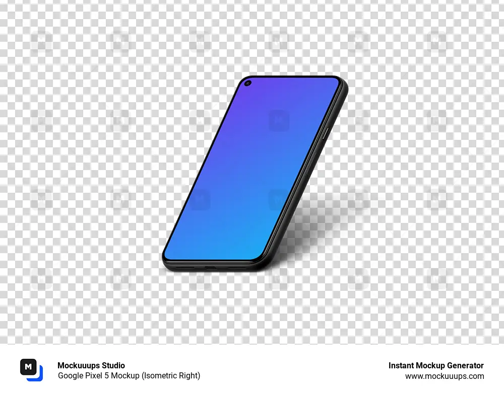 Google Pixel 5 Mockup (Isometric Right)