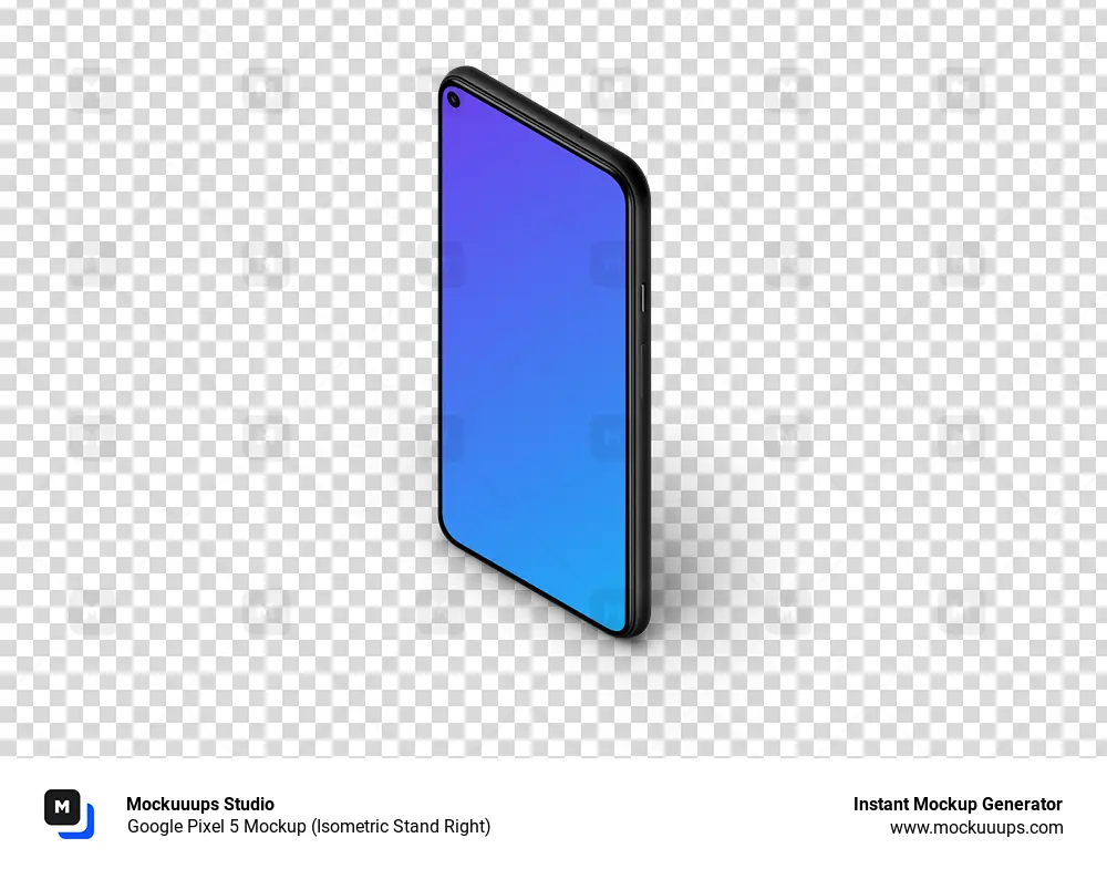 Google Pixel 5 Mockup (Isometric Stand Right)