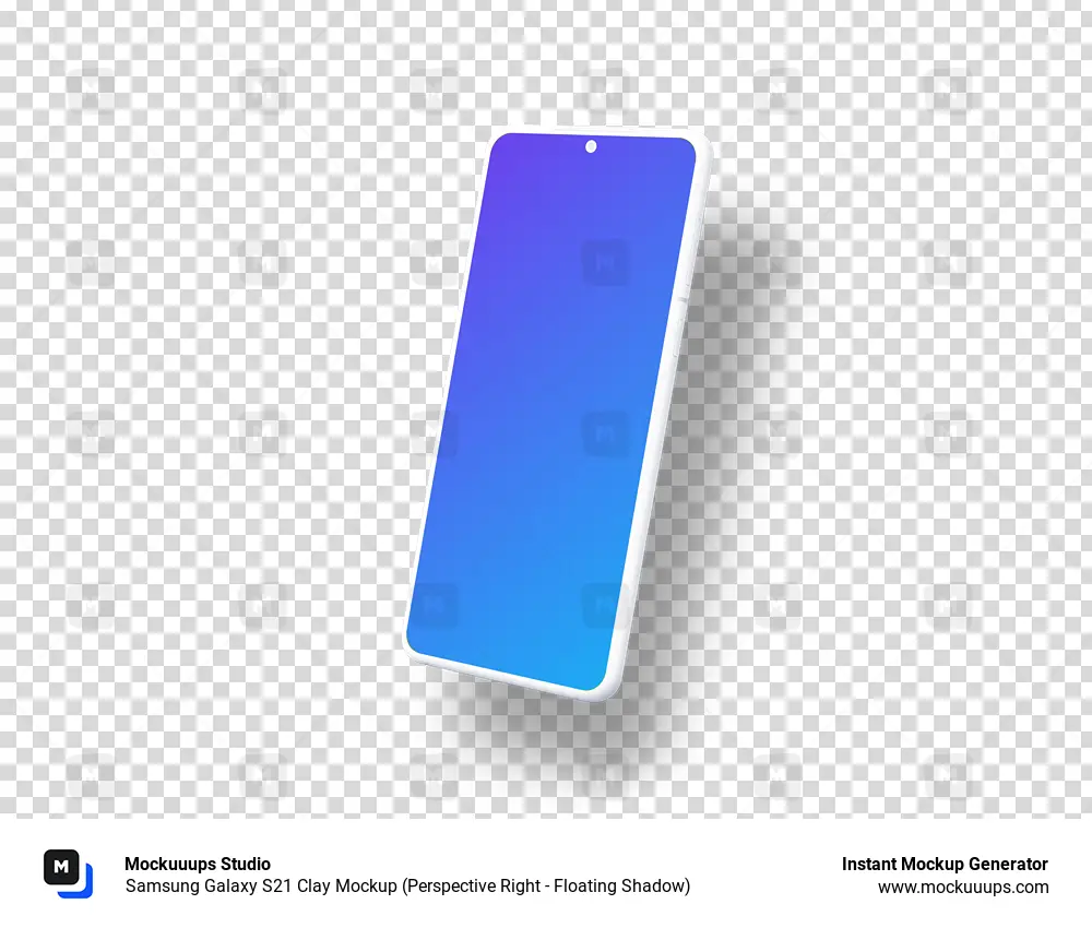 Samsung Galaxy S21 Clay Mockup (Perspective Right - Floating Shadow)