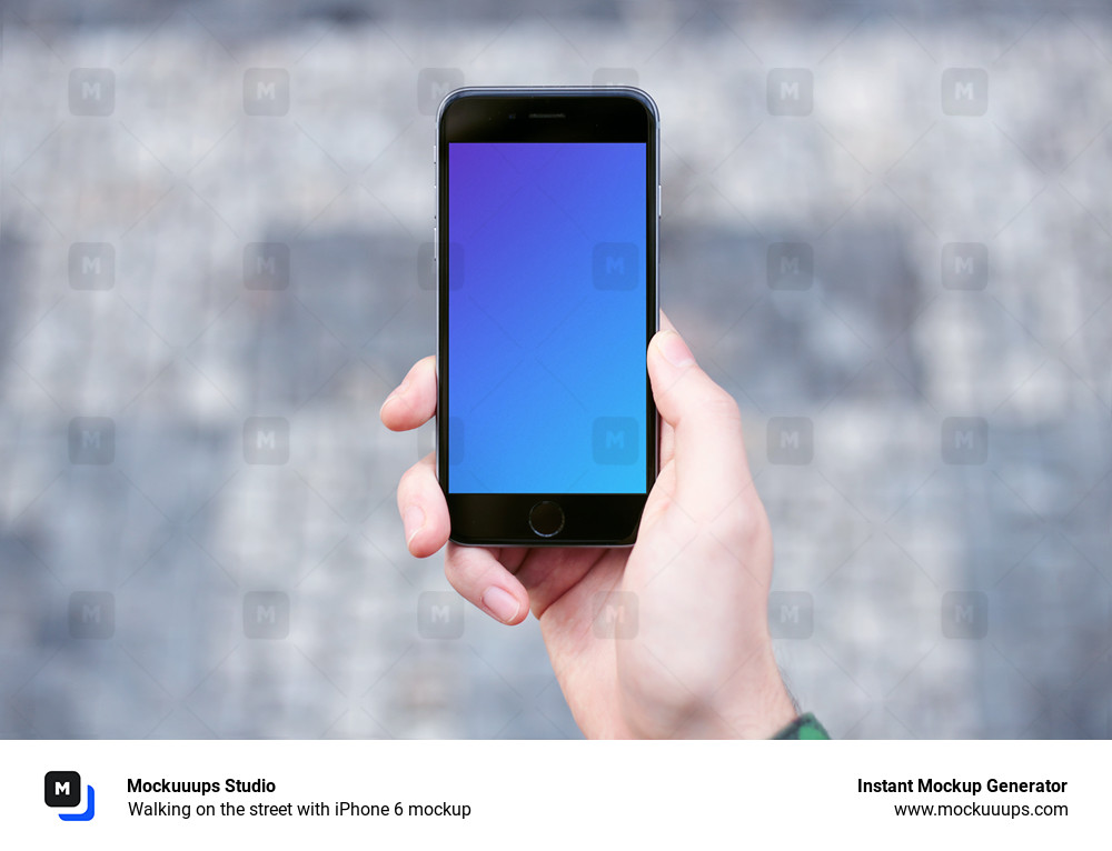 Walking on the street with iPhone 6 mockup