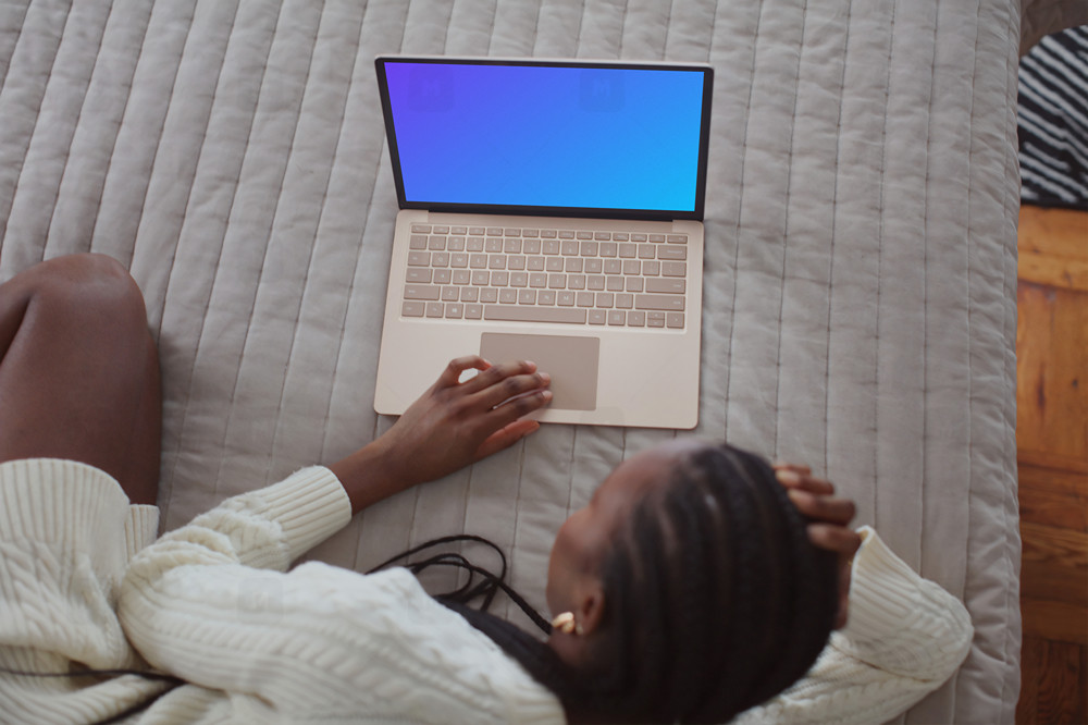 Woman working on the Microsoft Surface Laptop mockup