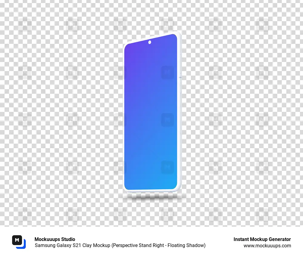 Samsung Galaxy S21 Clay Mockup (Perspective Stand Right - Floating Shadow)