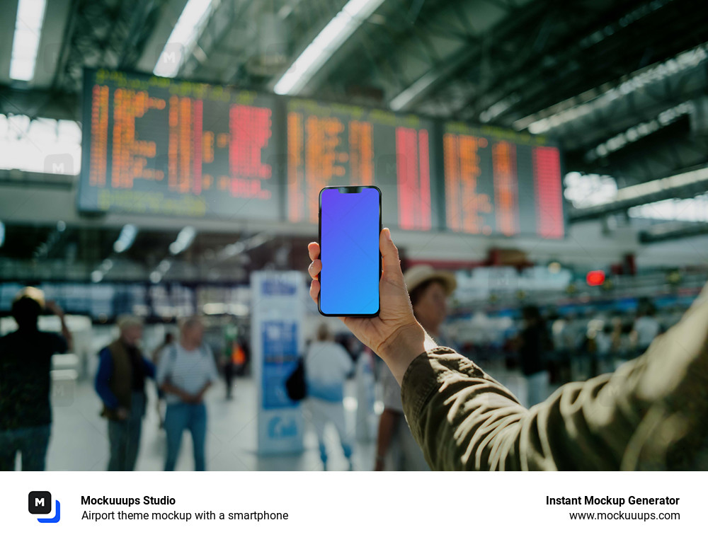 Airport theme mockup with a smartphone