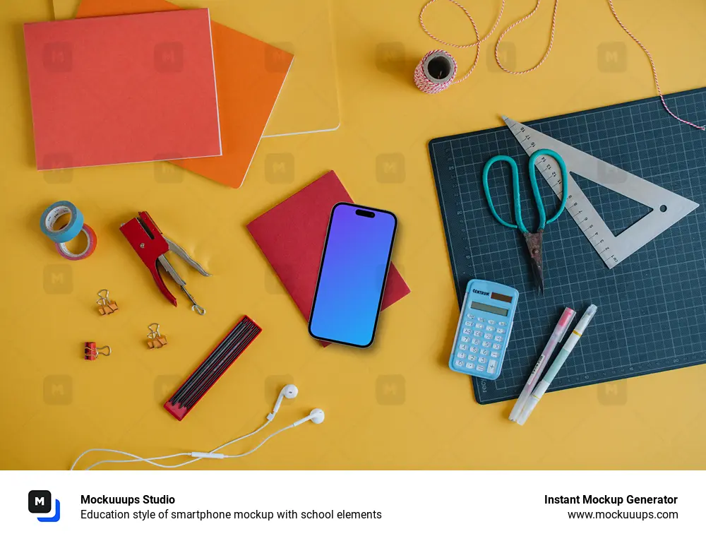 Education style of smartphone mockup with school elements