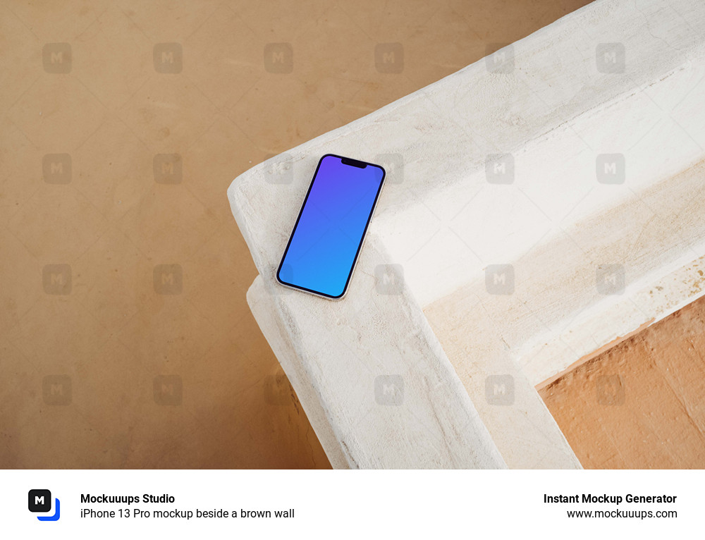 iPhone 13 Pro mockup beside a brown wall