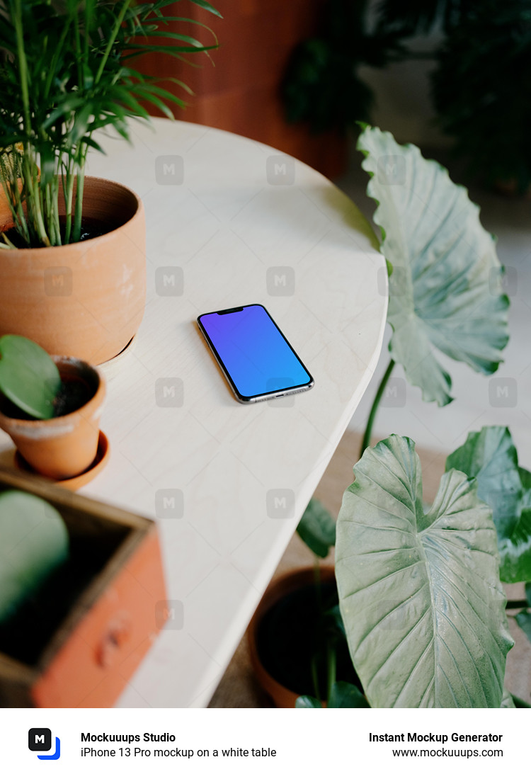 iPhone 13 Pro mockup on a white table 