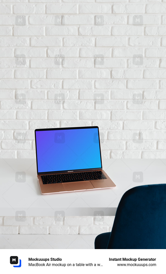  MacBook Air mockup on a table with a white background