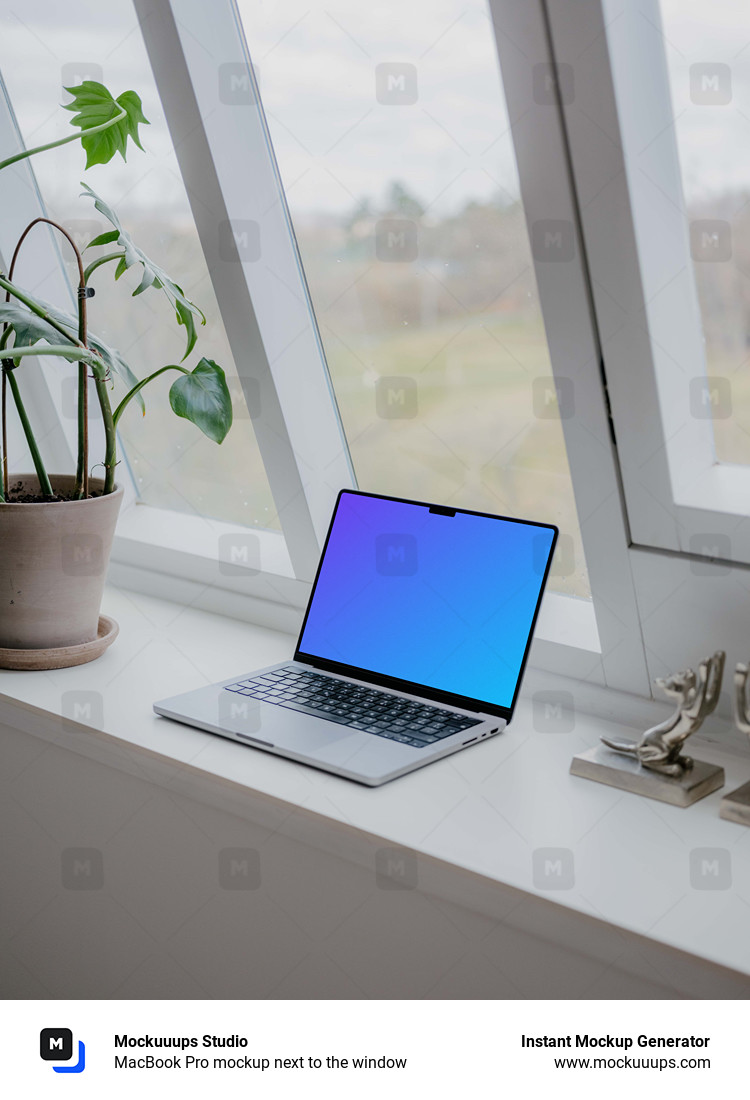 MacBook Pro mockup next to the window