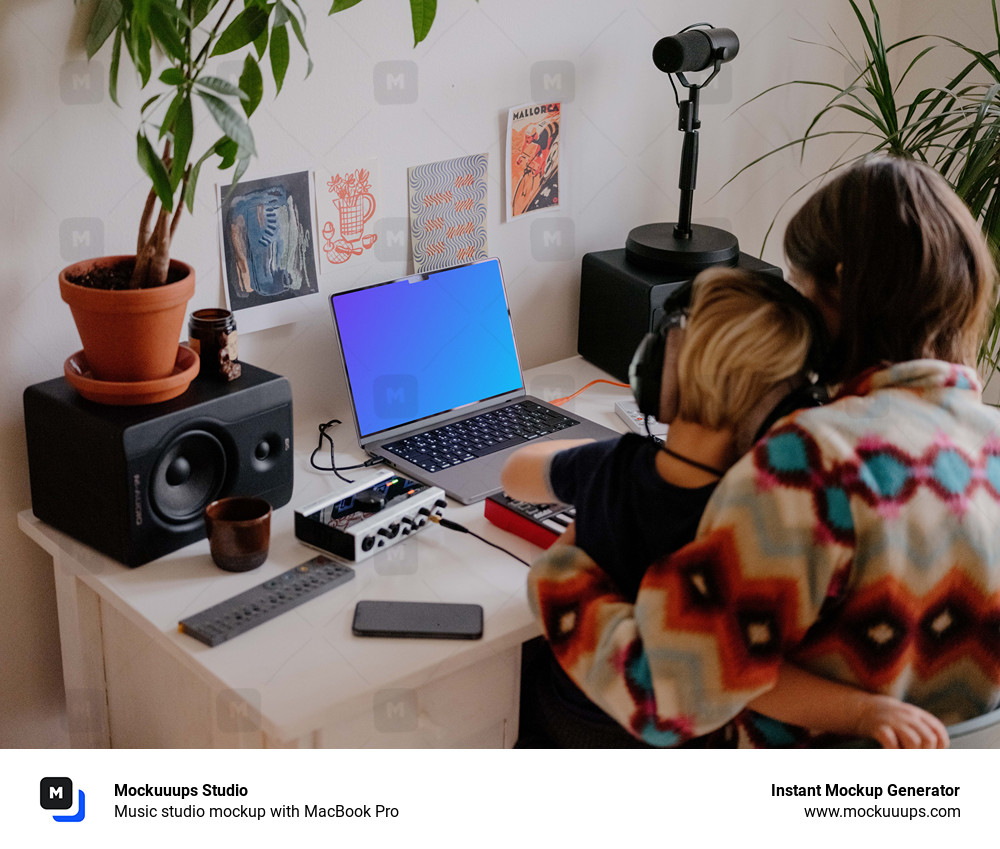 Music studio mockup with MacBook Pro