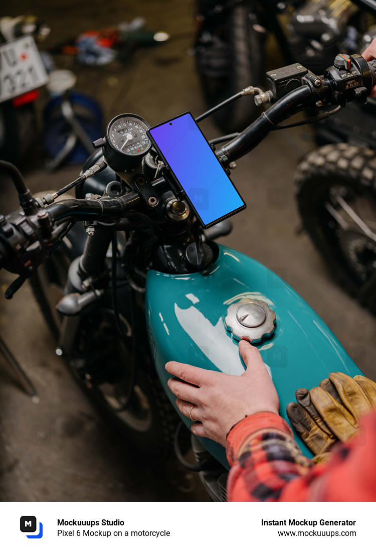  Pixel 6 Mockup on a motorcycle