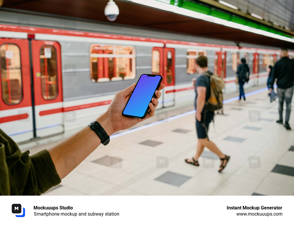 Smartphone mockup and subway station