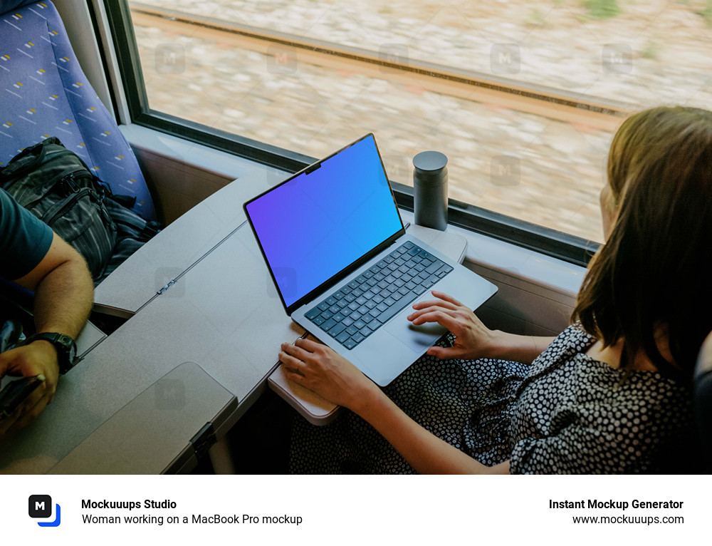 Woman working on a MacBook Pro mockup