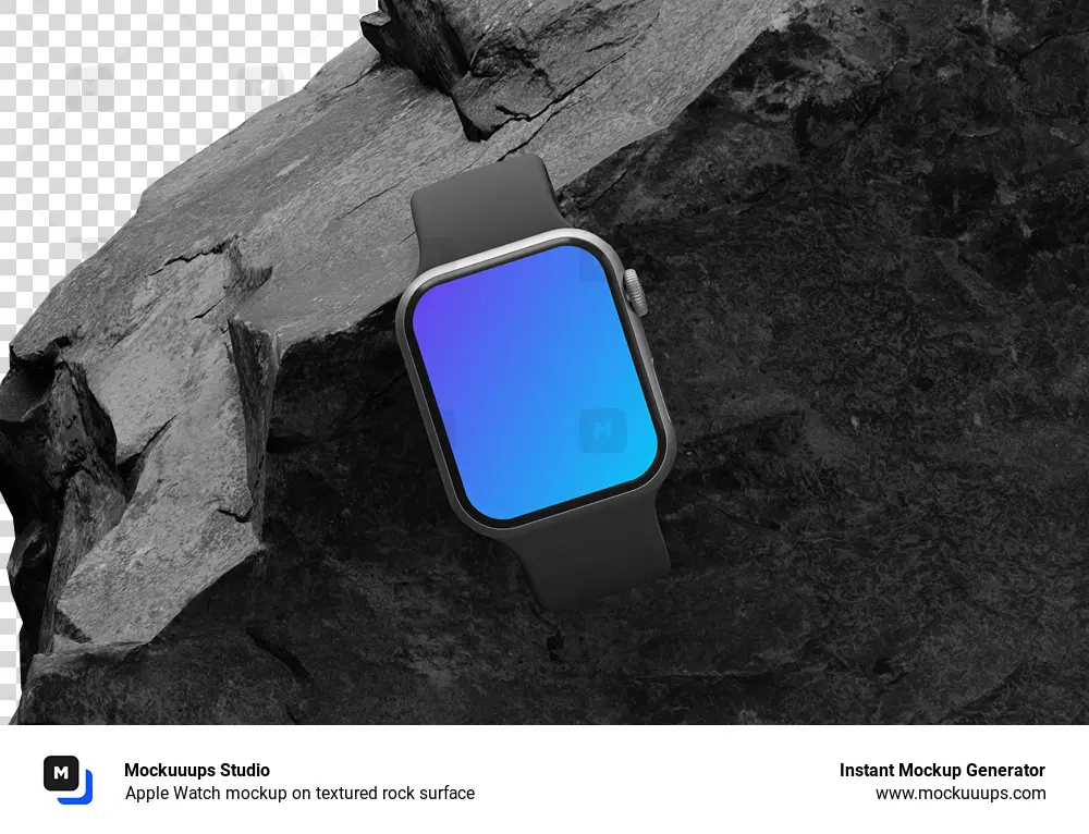 Apple Watch mockup on textured rock surface