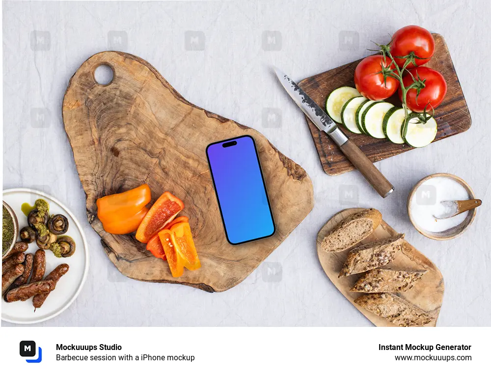 Barbecue session with a iPhone mockup