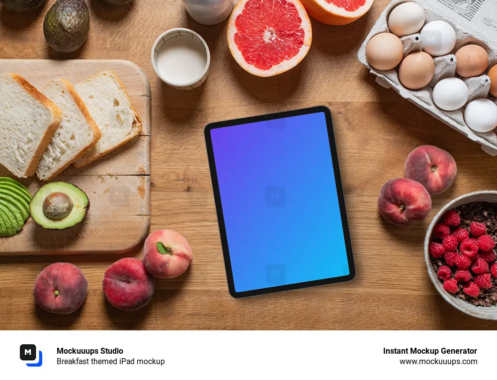 Breakfast themed iPad mockup