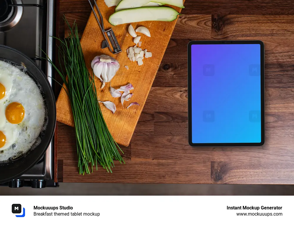 Breakfast themed tablet mockup