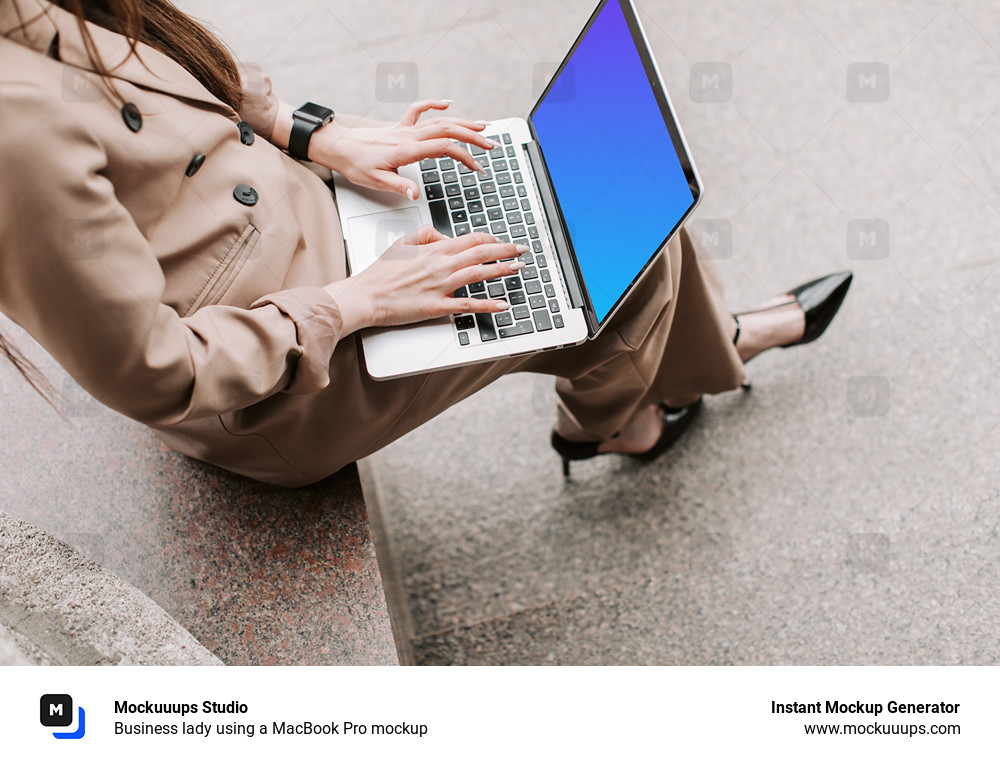 Business lady using a MacBook Pro mockup