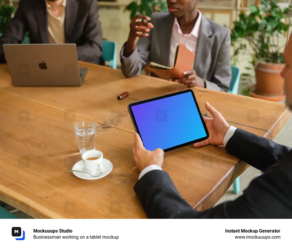 Businessman working on a tablet mockup