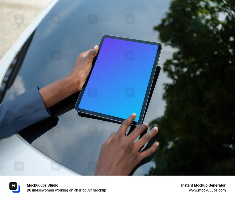 Businesswoman working on an iPad Air mockup