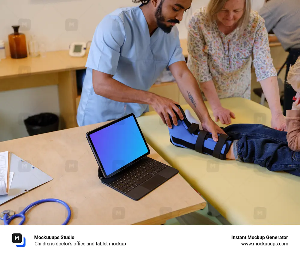 Children's doctor's office and tablet mockup