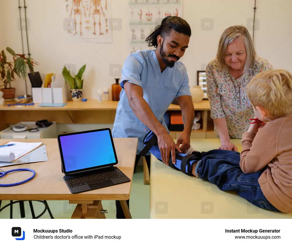 Children's doctor's office with iPad mockup