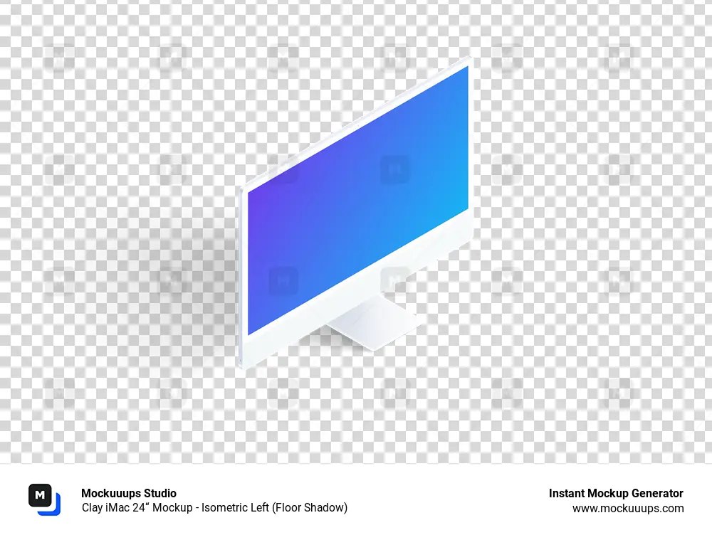 Clay iMac 24“ Mockup - Isometric Left (Floor Shadow)