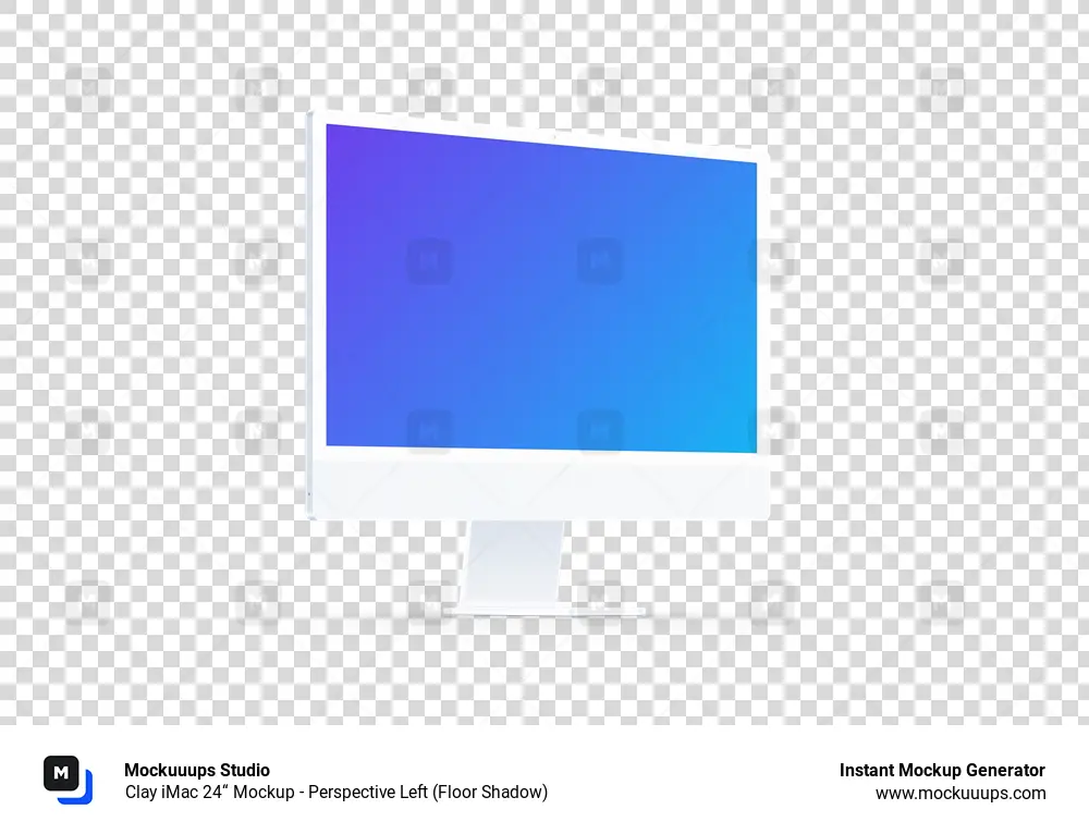 Clay iMac 24“ Mockup - Perspective Left (Floor Shadow)