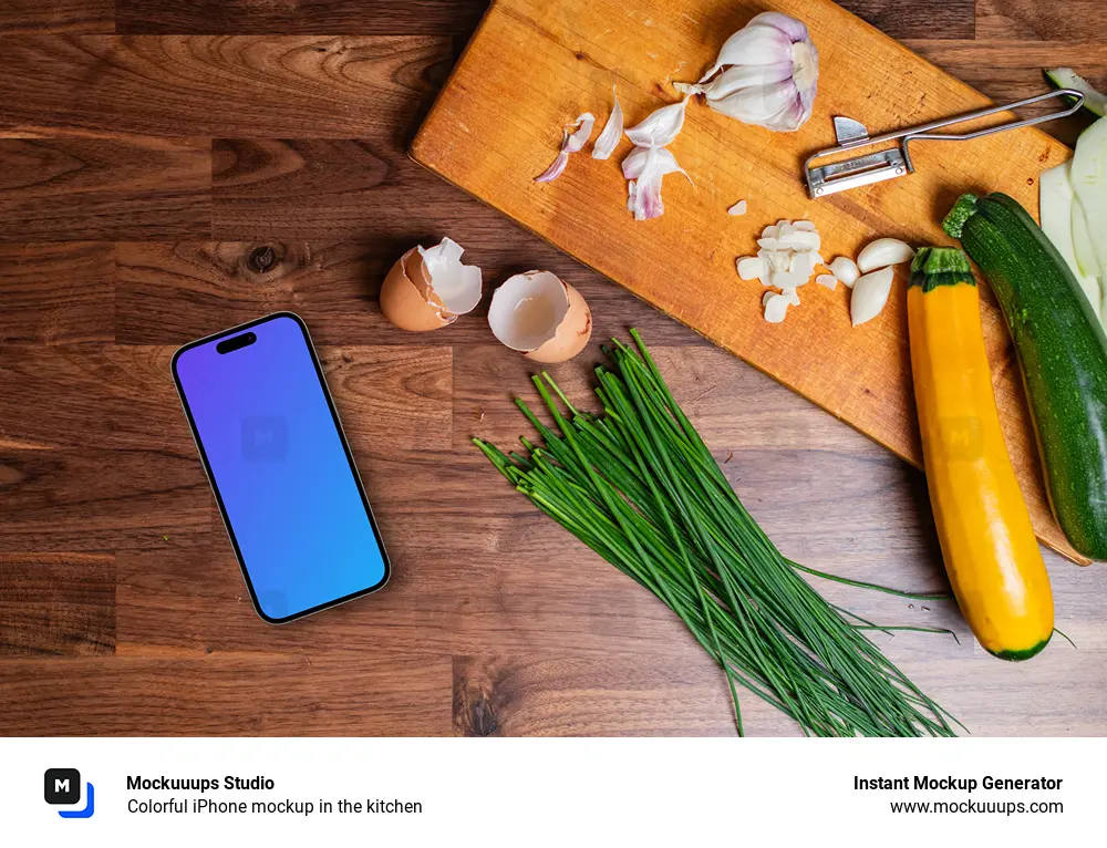 Colorful iPhone mockup in the kitchen