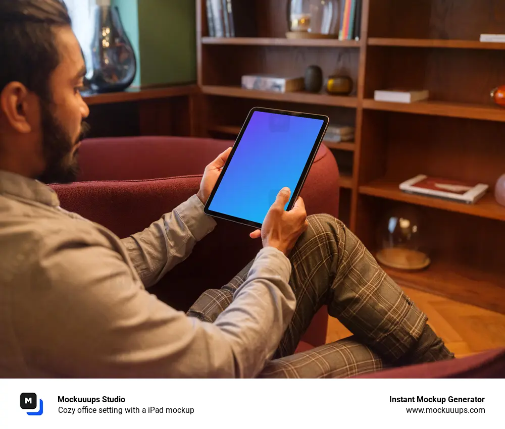 Cozy office setting with a iPad mockup