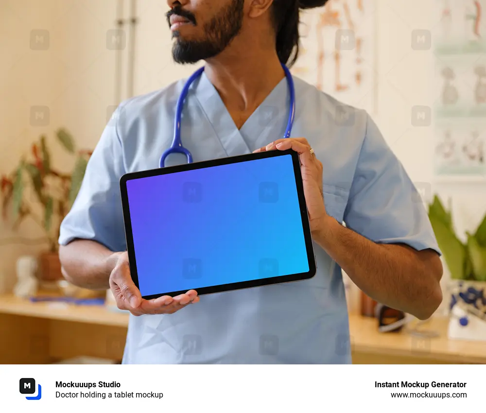 Doctor holding a tablet mockup