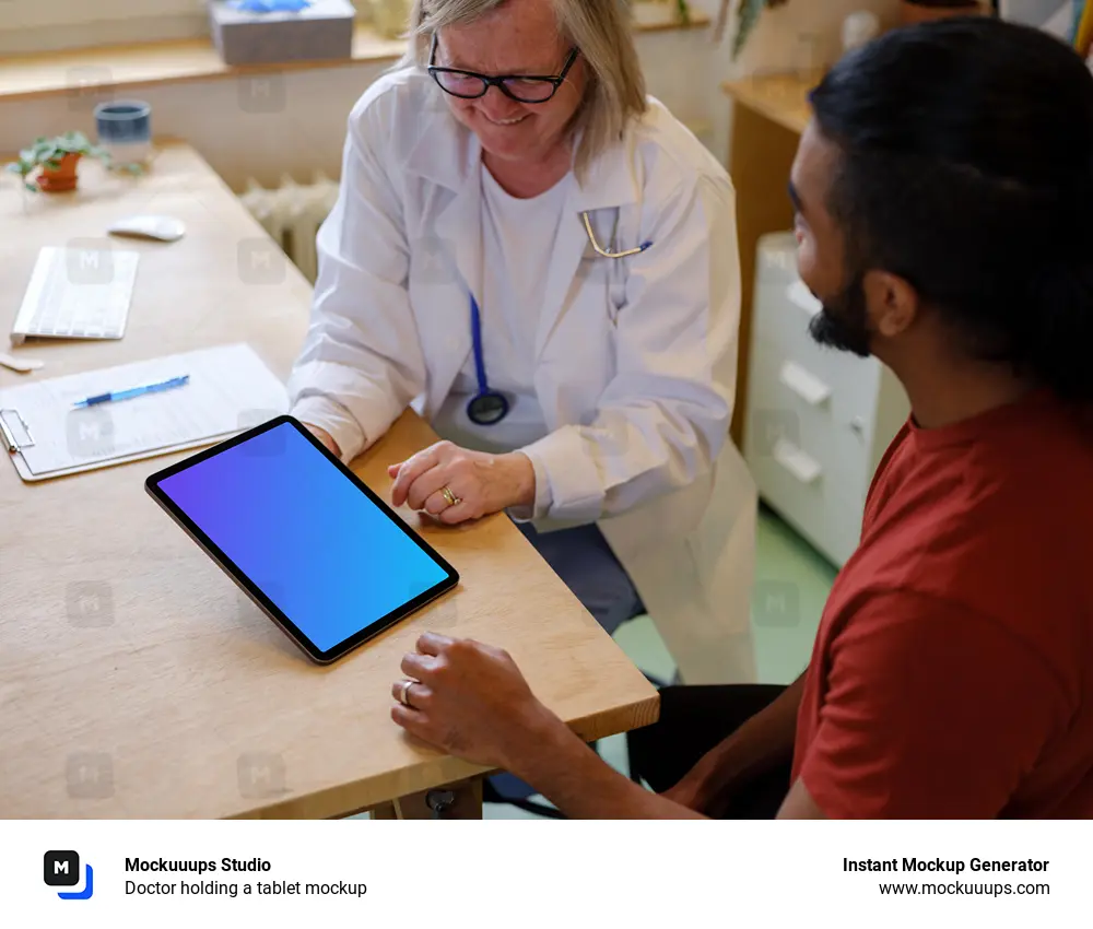 Doctor holding a tablet mockup