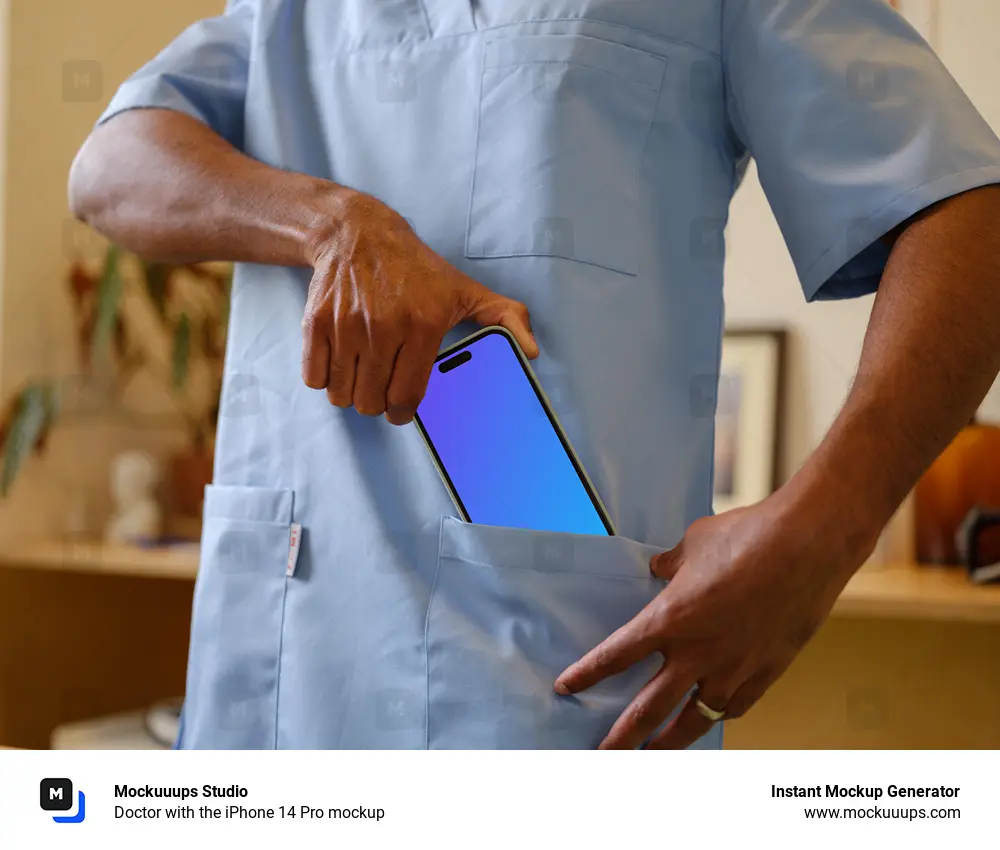 Doctor with the iPhone 14 Pro mockup