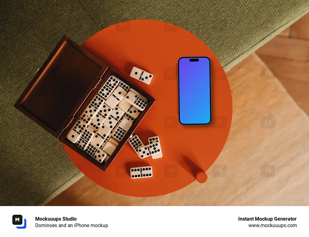 Dominoes and an iPhone mockup