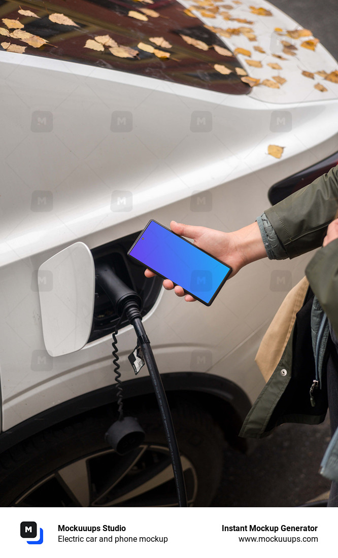 Electric car and phone mockup