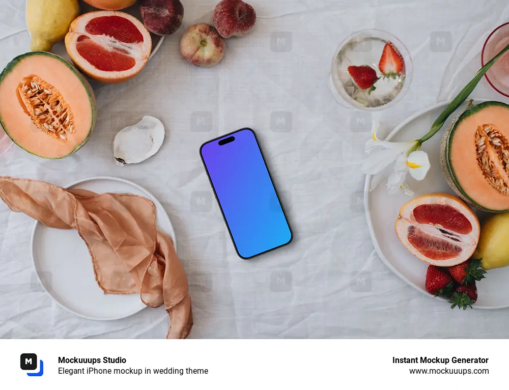 Elegant iPhone mockup in wedding theme