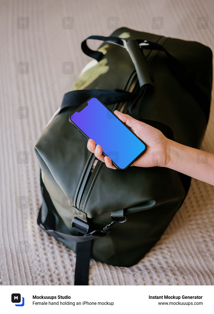 Female hand holding an iPhone mockup