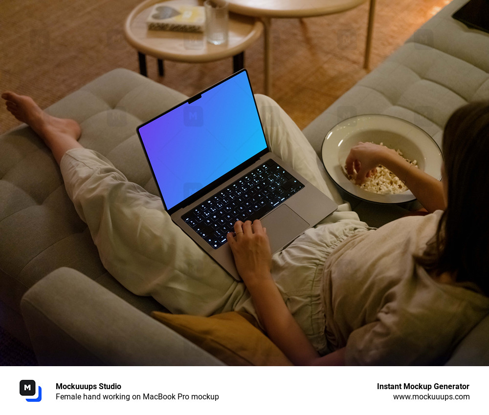 Female hand working on MacBook Pro mockup