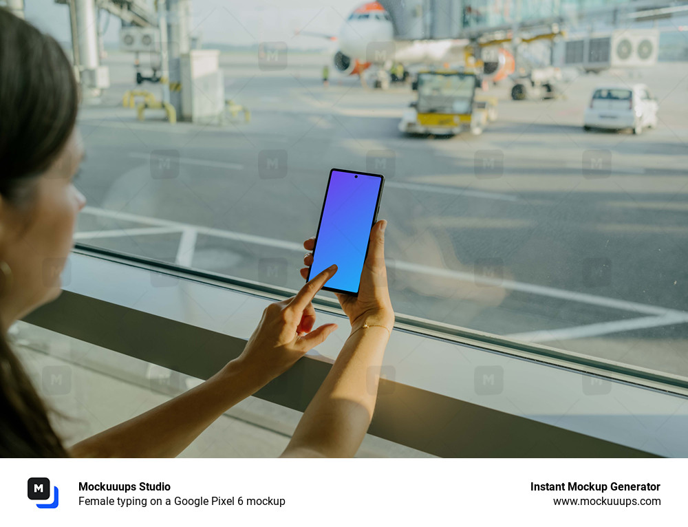 Female typing on a Google Pixel 6 mockup