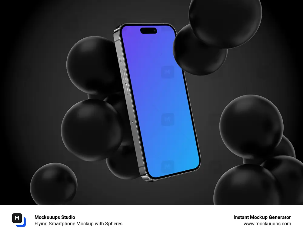 Flying Smartphone Mockup with Spheres