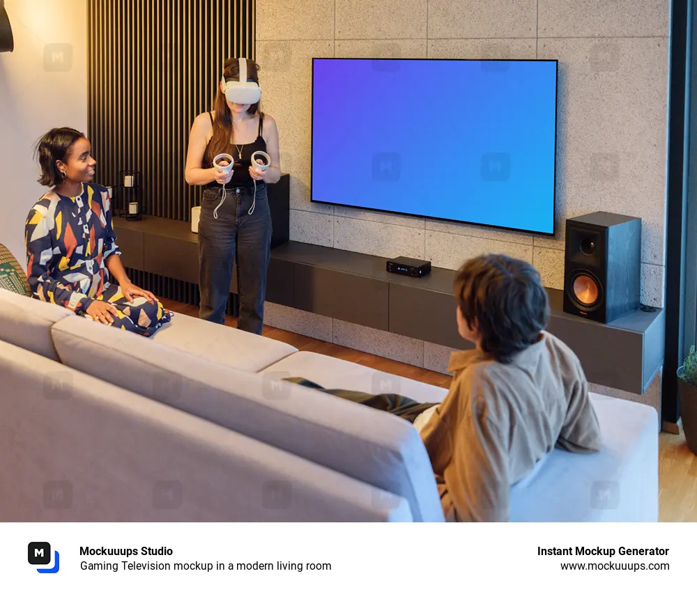 Gaming Television mockup in a modern living room