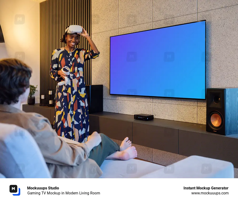 Gaming TV Mockup in Modern Living Room