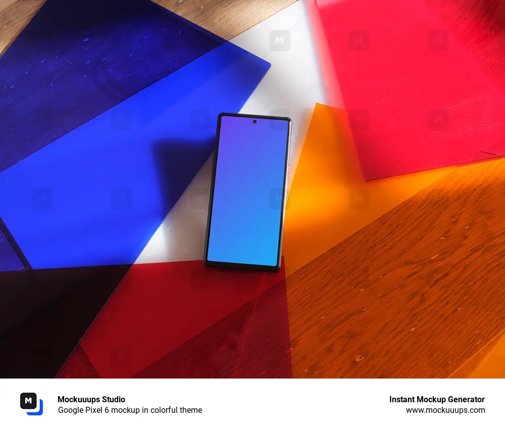 Google Pixel 6 mockup in colorful theme