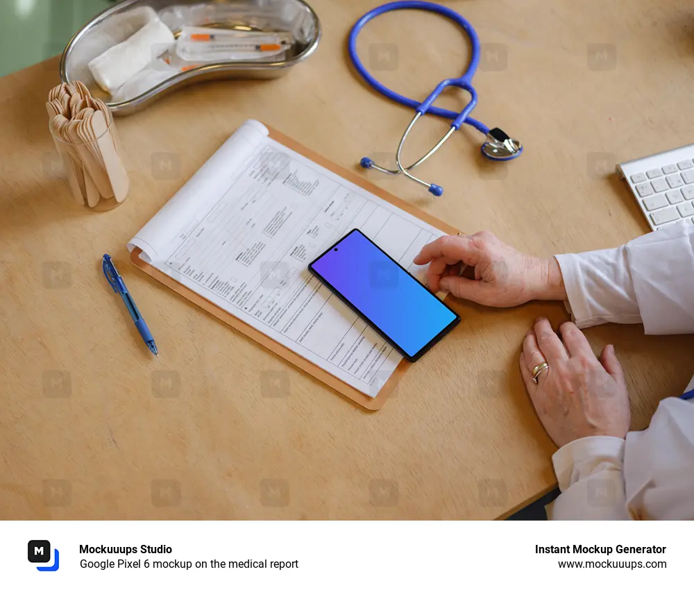Google Pixel 6 mockup on the medical report