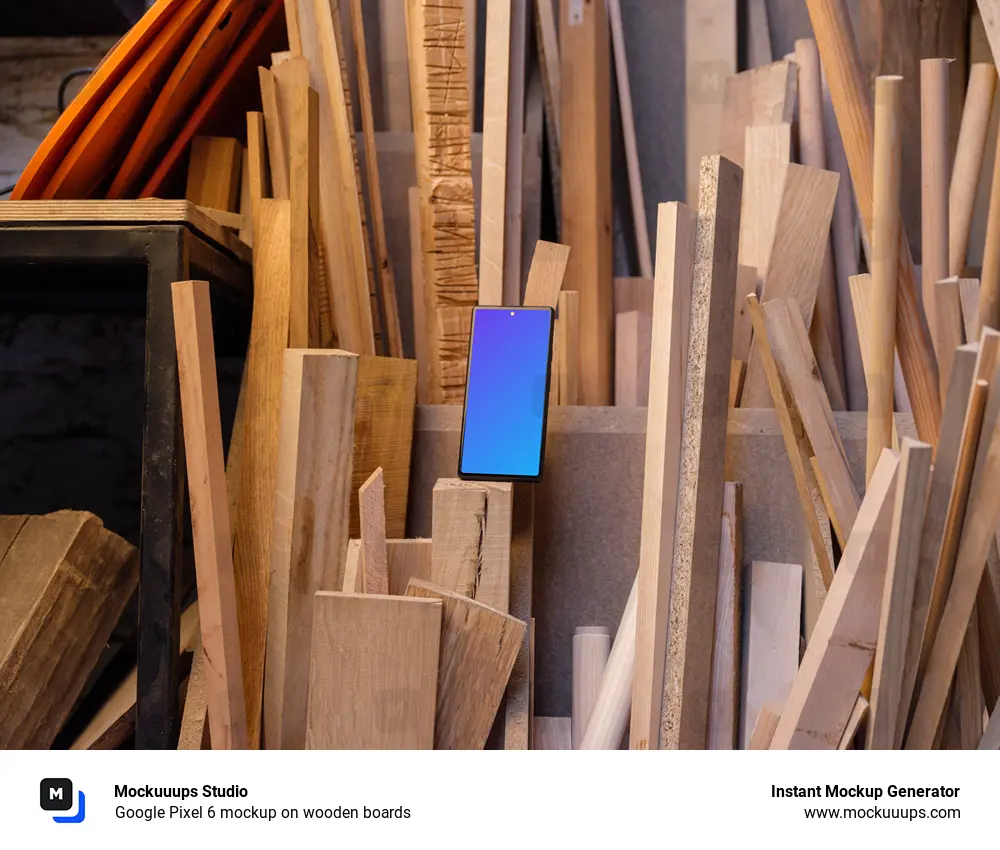 Google Pixel 6 mockup on wooden boards