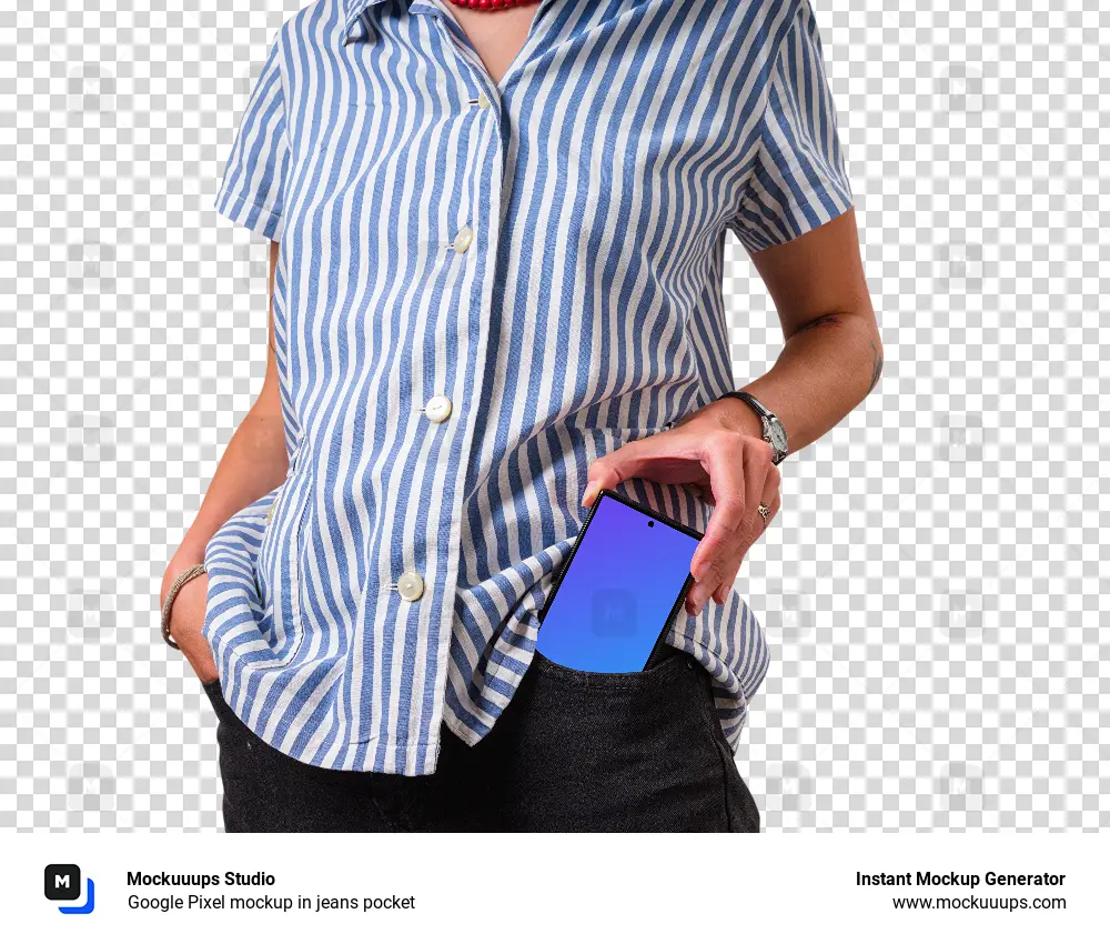 Google Pixel mockup in jeans pocket
