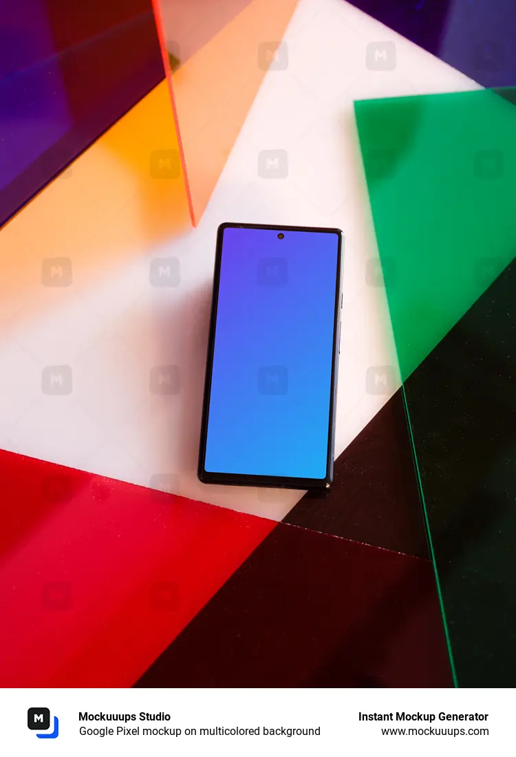 Google Pixel mockup on multicolored background